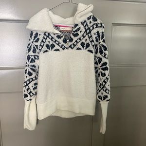 Pilcro and the Letterpress Cream and Black Patterned Teddy Jacket